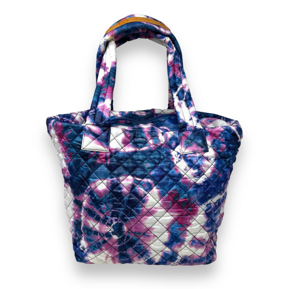 MZ Wallace Medium Metro Quilted Festival Print Blue Purple White Tote Bag - Picture 4 of 14